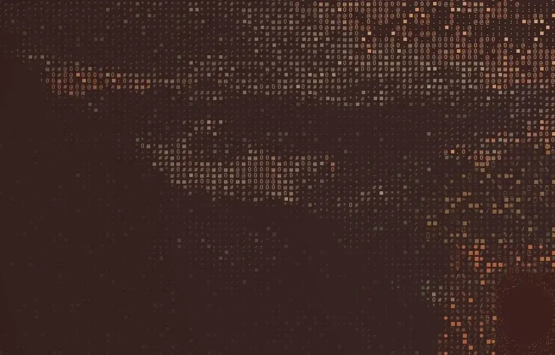Textured rust-colored artwork expressing a connected knowledge commons